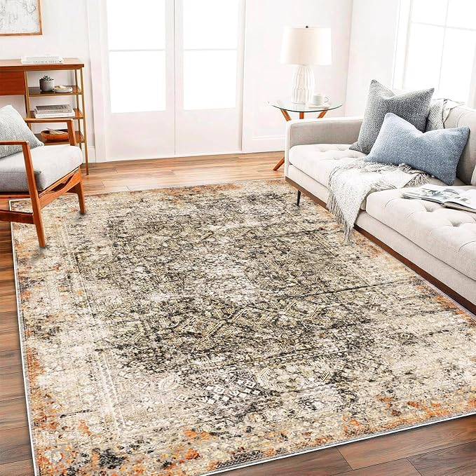 CHAMPLANT Area Rug 8'x10' Washable Vintage Traditional Mat Distressed Indoor - Image 3