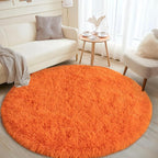 Round Orange Rug for Bedroom, 5 ft Circle Area Rugs for Living Room, Soft by WISHTREE