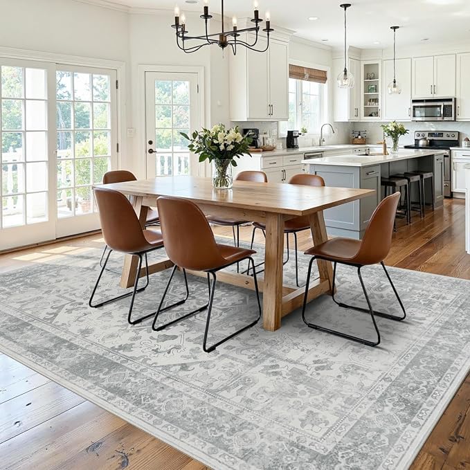 Rugxara 6x9 Washable Area Rug for Living Room, Neutral Vintage Large Boho Rugs - Image 4