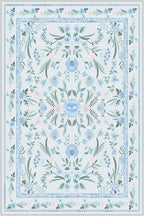 Blue and Green Rug Floral 4x6 for Girls Bedroom, Washable Non-Slip Boho Area Rug - Image 5