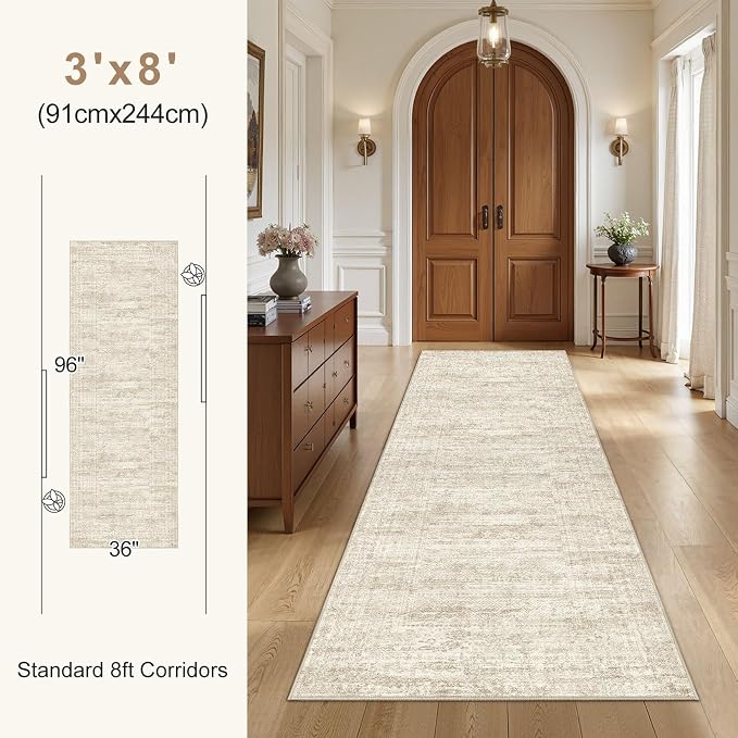 UERMEI 2x6 Washable Runner Rug for Hallway, Non Slip Low Pile Kitchen Carpet - Image 7