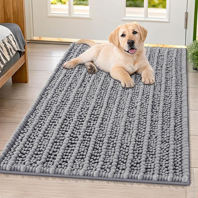 Smiry Dog Door Mat for Muddy Paws 40x32, Absorbent Dirt Trapper, Non-Slip by Smiry