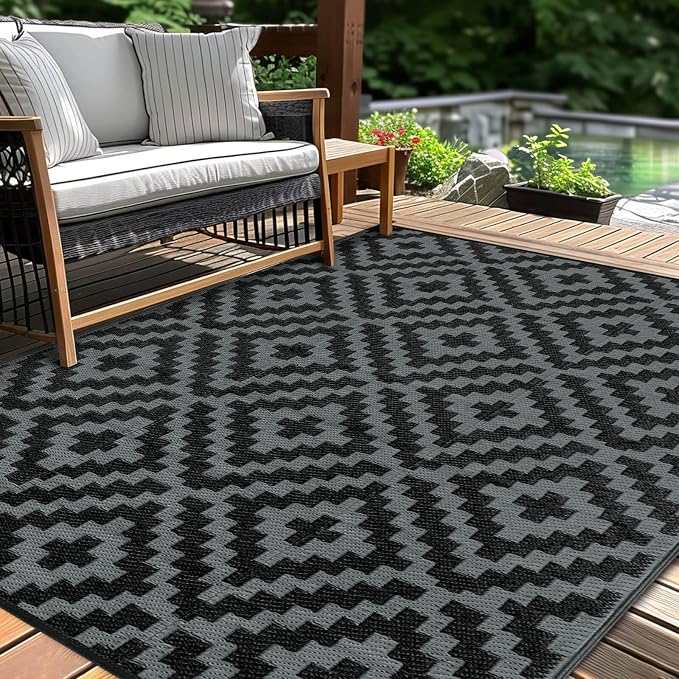 Outdoor Patio Plastic Straw Rug by Kalafun