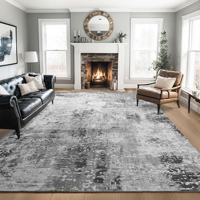 Living Room Rug 6x9 Gray Area Rug Machine Washable Boho Carpet Non Slip - Image 9
