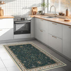 Dark Green Oushak 3x6 Kitchen Rug by HazoHaus