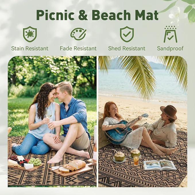 MontVoo Outdoor Rug Carpet Waterproof 6x9 Outdoor Patio Rug Mat Reverisble - Image 5