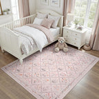 DCX Washable 5x7 Pink Floral Rug - Image 2