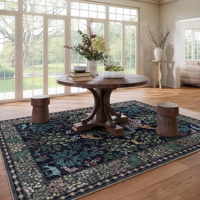 9x12 Area Rugs for Living Room: Washable Bedroom Rug Vintage Area Rug Stain - Image 7