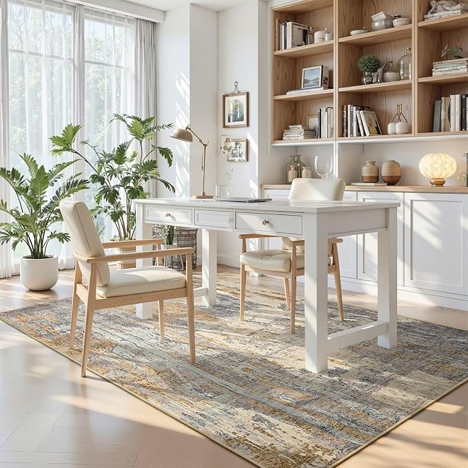 Toneed Abstract Area Rug Modern Washable Rug Soft Non Slip Rug Low Pile - Image 4