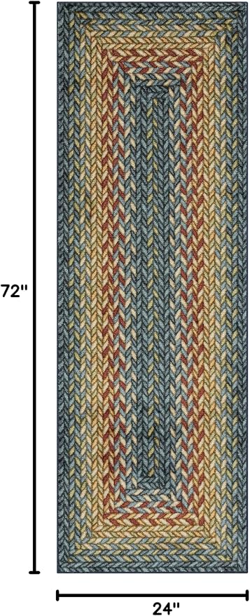 Maples Rugs Marion Bohemian Braided-Style Print Runner Rug – Made in USA – - Image 2
