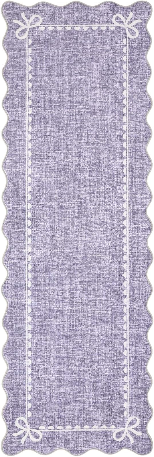 GarveeHome Scalloped Bow Rug for Living Room, Solid Purple Rug for Dorm - Image 4