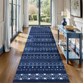 SERISSA Hallway Runner Rug, 2x10 Washable Non-Slip Blue and White Boho Rug by SERISSAHomeDecorCollection