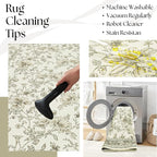 Boho Dining Room Rugs for Under Table 7x9 Washable Taupe Cream Beige Tan Floral - Image 4