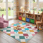 jinchan Macy Area Rug for Kids Room 5'x5' Square Rug Modern Colorful Nursery by JINCHAN