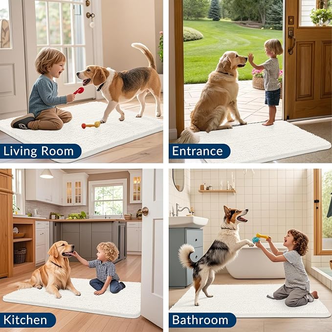 Smiry Dog Door Mat for Muddy Paws 30x20, Absorbent Dirt Trapper, Non-Slip - Image 7