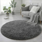 Amdrebio Grey Round Rugs 6Ft for Bedroom Living Room Decor, Fluffy Shaggy - Image 4
