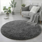 Grey Round Rugs 4Ft for Living Room Bedroom, Fluffy Fuzzy Shag Shaggy Circle - Image 5