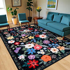10x14 Area Rugs for Living Room: Floral Washable Rug Vintage Large Soft Boho - Image 2