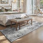 3x7 Grey Rug Runners for Hallways Kitchen Runner Rug Non Slip Washable Black - Image 3