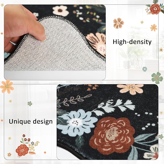Homcomoda Kitchen Mats for Floor 3PC, Floral Washable Kitchen Rugs Non Slip - Image 5