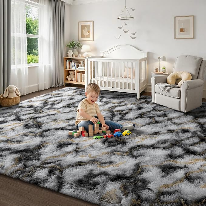 Deerhoo Large Shag Area Rugs 6 x 9, Tie-Dyed Plush Fuzzy Rugs - Image 8