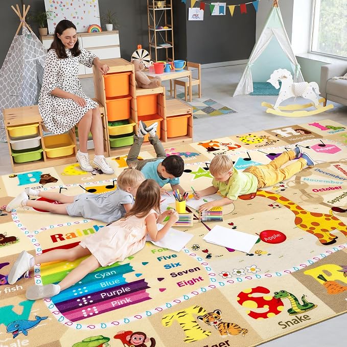 6x9 Playroom Rugs for Kids Washable, Educational and Fun Playmat - Image 2