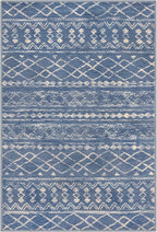 KUTA 3x5 Boho Area Rug for Living Room, Moroccan Blue Beige Washable Kitchen - Image 8
