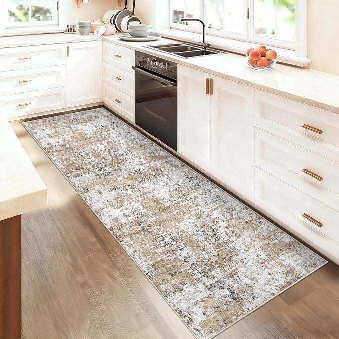 XLUEZ 2x7 Runner Rug for Hallway, Washable Modern Abstract Runner Rugs Neutral - Image 3
