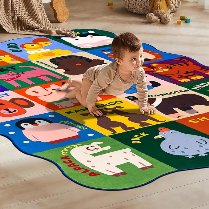 Kids Rugs for Playroom, 4x6 Feet Upgrade Ultra Non Slip Area Rug, Washable Play - Image 7