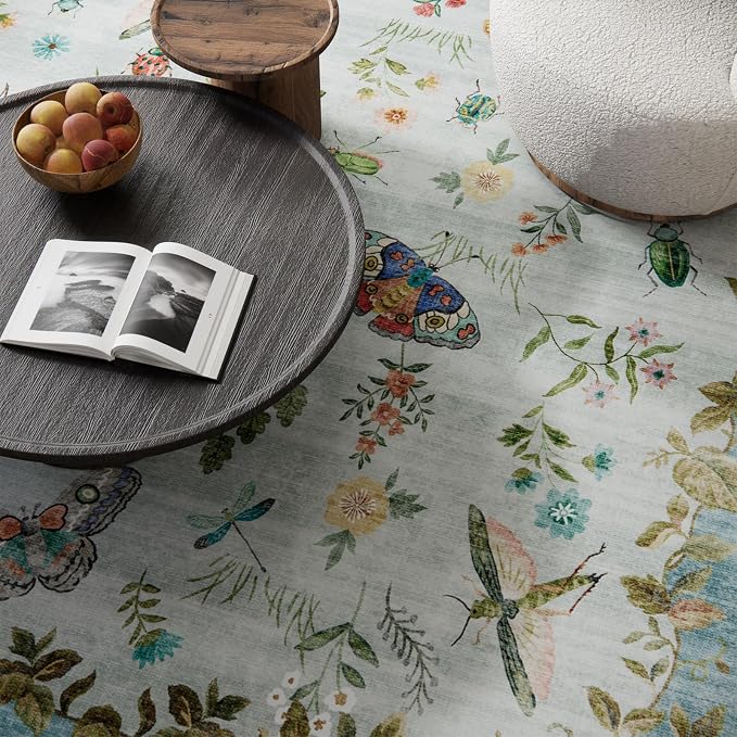 Machine Washable Rug for Living Room: 9x12 Area Rugs Vintage Rug Stain - Image 3