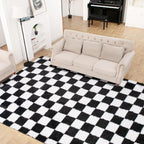 Super Soft Rug for Bedroom, 5x7 Ft Black and White Area Rug Classic Checkered - Image 2