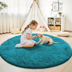 OLANLY Teal Round Rugs for Bedroom - Image 2