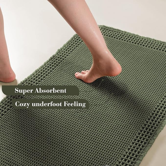 RESARE Waffle Bath Mat for Bathroom, Super Absorbent Bathroom Rugs Non Slip - Image 3
