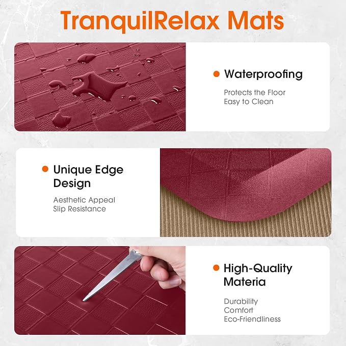 TranquilRelax 4/5 Inch Thick 2-Piece Anti-Fatigue Kitchen Mats, Cushioned - Image 3