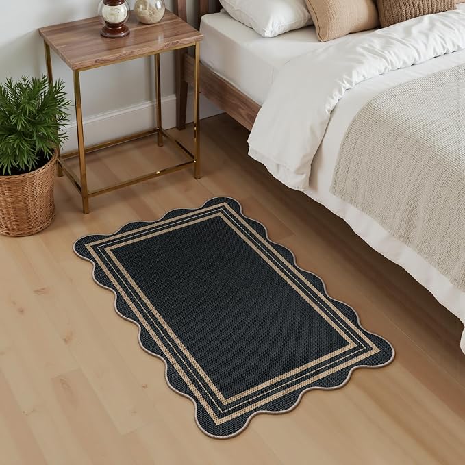Easy Jute Black Kitchen Rug, 2x3 Front Door Mat Washable Non Slip Small - Image 9