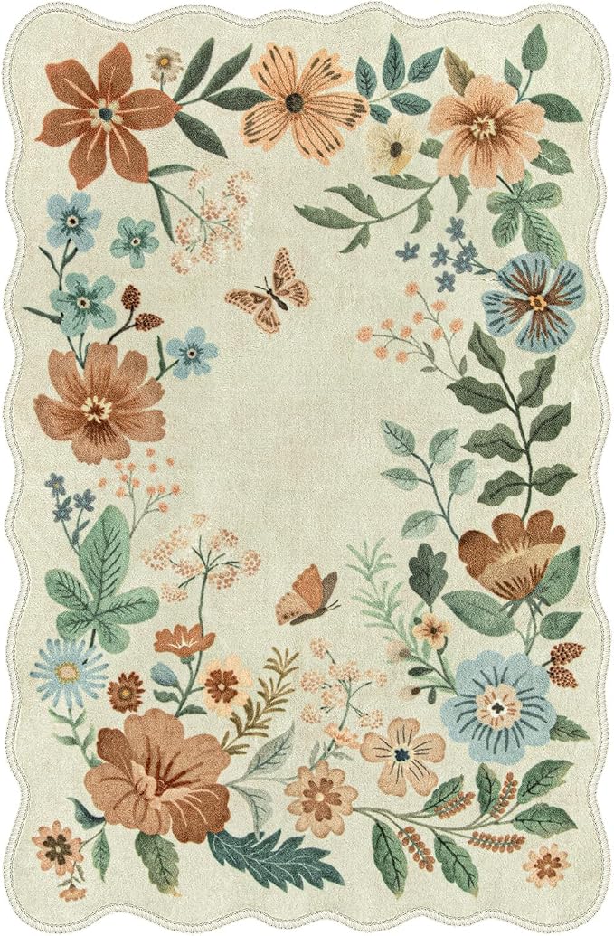 Lahome Floral Bedroom Rug, 4x6 Washable Area Rugs - Image 9