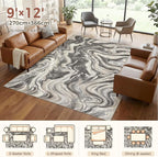 DMOYEST 9x12 Area Rug for Living Room:Washable Modern Neutral Abstract Rug - Image 3