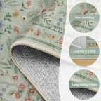 Green Floral Rug for Girls, 5x7 Washable Botanical Bedroom Rug for Nursery - Image 6