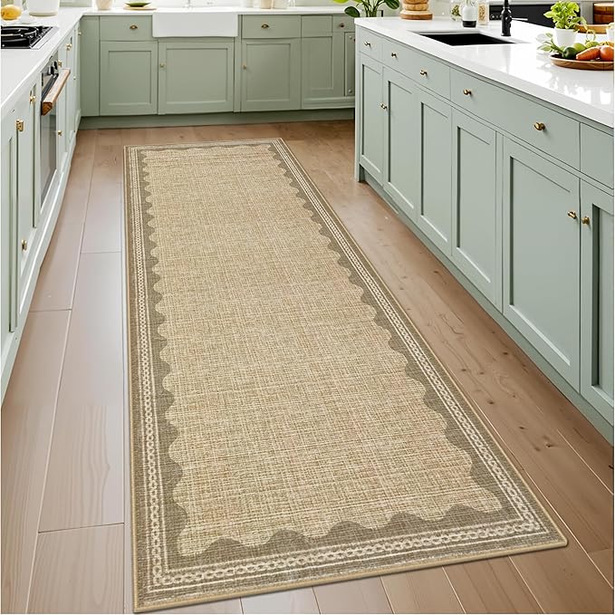 GarveeHome 2x6 Runner Rug for Hallway Washable Kitchen Rugs Non Slip Solid Tan by GarveeHome