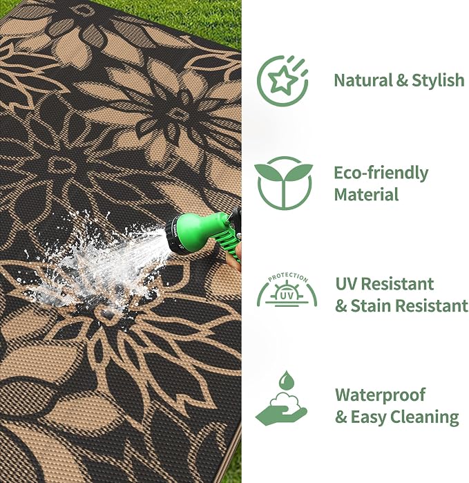 GENIMO Outdoor Rug Waterproof for Patio Decor, Large Area Rugs Mats for RV - Image 7