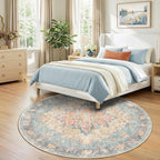 RELEANY Area Rugs Round 7ft Washable Non-Slip, Floral Vintage Distress - Image 2