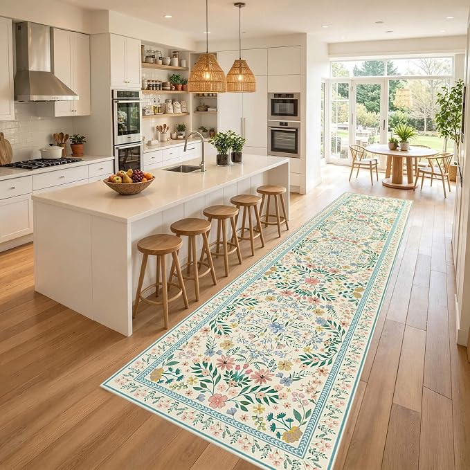 Rugxara 2x10 Floral Runner Rug, Washable Runners - Image 2