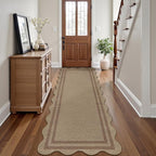 Scalloped Easy Jute 2.6x8 Kitchen Runner Rug, Washable Rugs - Image 3