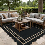 Scalloped 5x7 Rug for Living Room, Easy Jute Washable Outdoor Patio Carpet - Image 3