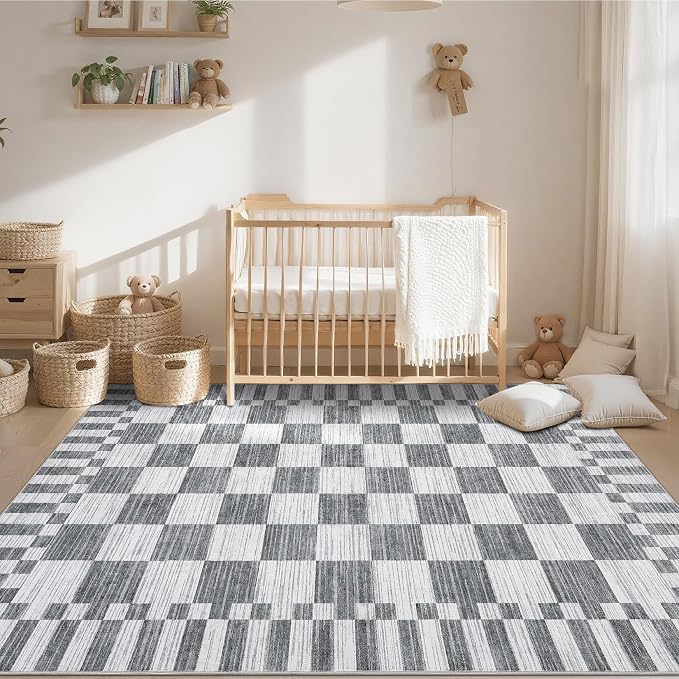 GarveeHome Grey Checkered Rug 6×9 Area Rugs - Image 2