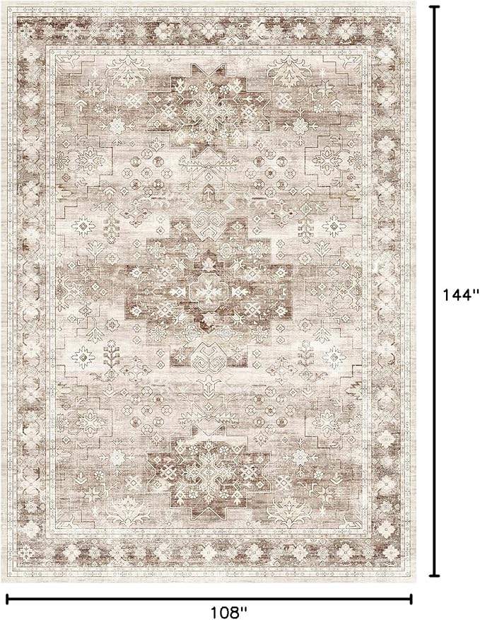 Washable Farmhouse Living Room Rug, 9x12 Area Rugs - Image 2