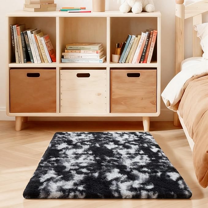 Black and White Rugs for Bedroom, 3x5 Fluffy Area Rugs for Living Room by Unknown