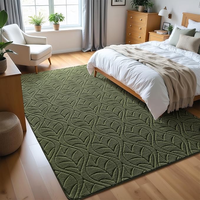 Macgace 6x9 Green Area Rug, Soft Shag Carpet, Washable Living Room Rugs - Image 2