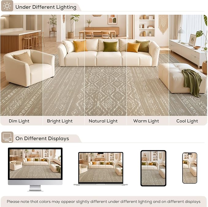 Nakagishi Area Rug Living Room Rugs: 9x12 Large Soft Machine Washable Boho - Image 9