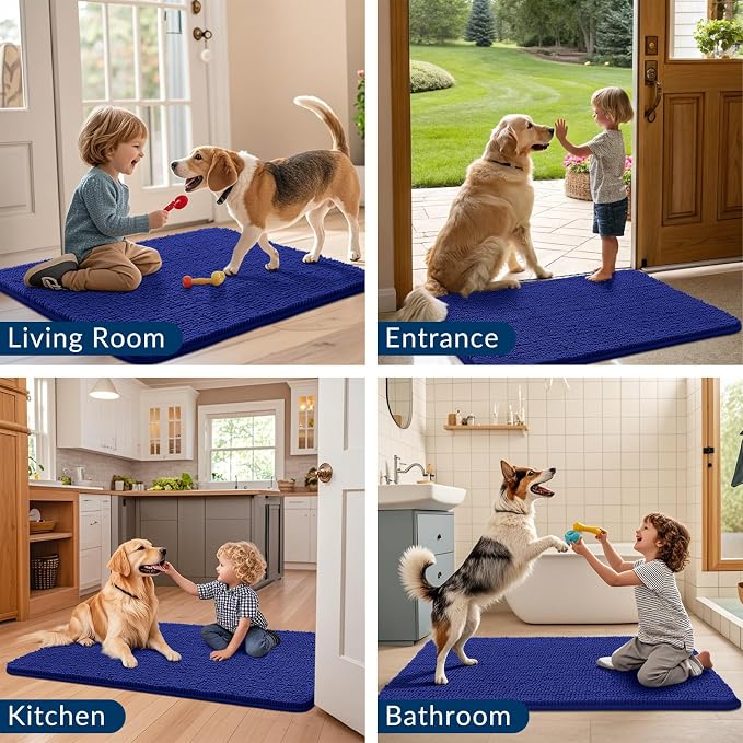 Smiry Dog Door Mat for Muddy Paws 48x30, Absorbent Dirt Trapper, Non-Slip - Image 7